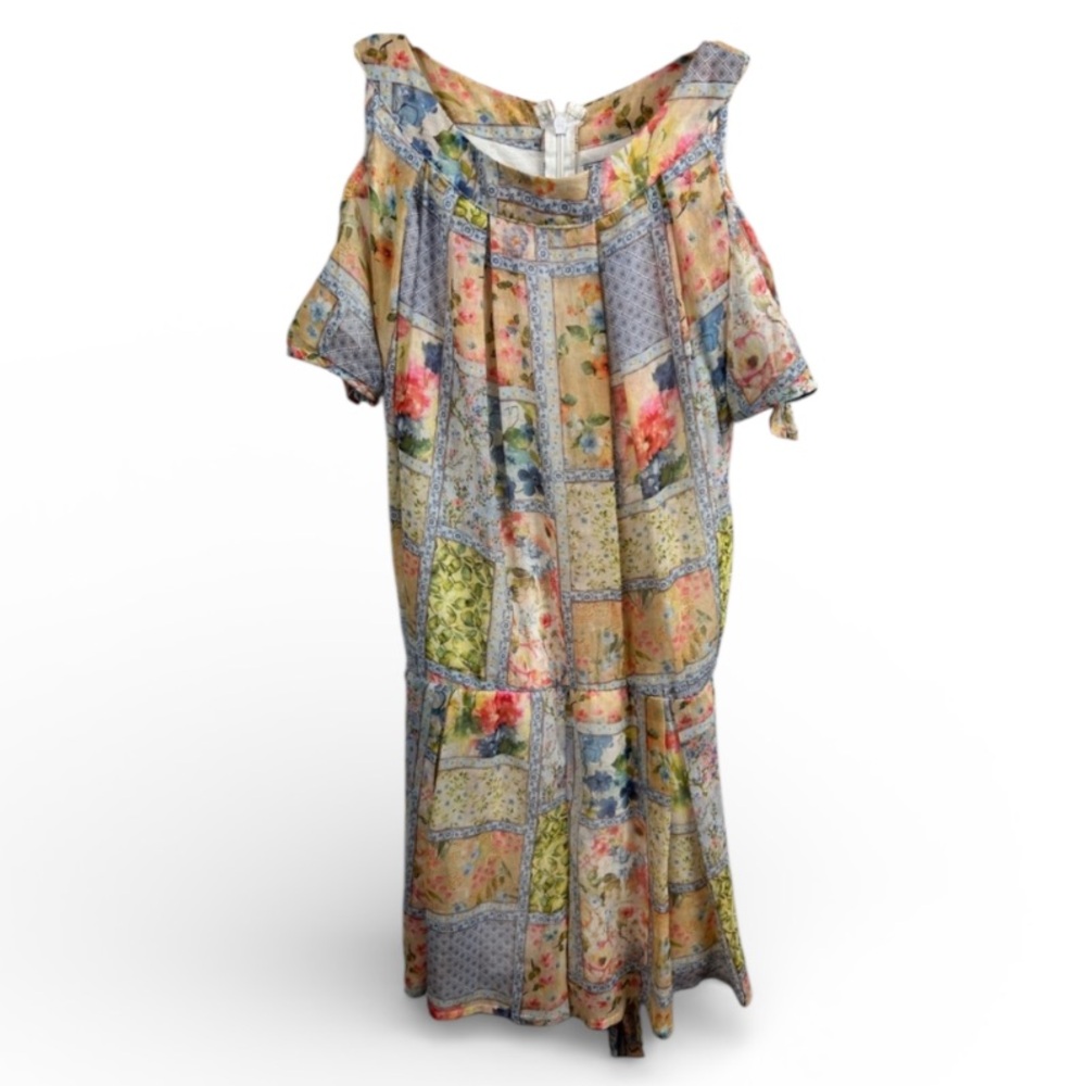 Romper Patchwork Print Cold Shoulder Youth Size 14
